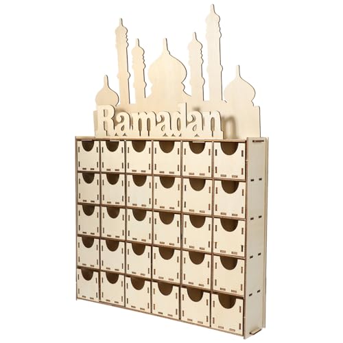 Ramadan Advent Calendar Wooden Decoration Countdown Calendar for Home Decor Eid Mubarak Tabletop Ornament Meticulously Carved for Festive Atmosphere