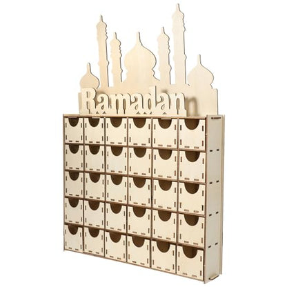 Ramadan Advent Calendar Wooden Decoration Countdown Calendar for Home Decor Eid Mubarak Tabletop Ornament Meticulously Carved for Festive Atmosphere