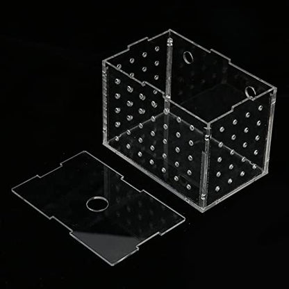 Fish Breeder Box, Aquarium Fish Breeding Boxes with Suction Cups, High Transparency Acrylic Hatchery Incubator Tank for Baby Fish Shrimp Clownfish Isolation and Rearing (9 * 6 * 7CM) - size: 9*6*7CM