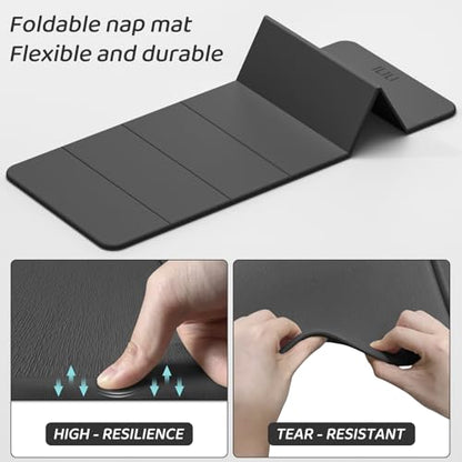 ILILI Foldable Yoga Mat 71 * 24 * 0.3 Inch | Lightweight TPE Non Slip Exercise Mat, Waterproof Portable Fitness Mat for Home Gym, Pilates, Stretching & Daily Workouts - color: Grey