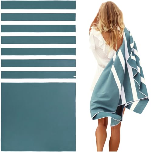 SummerSand Microfiber Beach Towel - Quick Dry, Sand Free - Compact and Lightweight for Travel - Recycled Materials - Travel Bag Included - Large Microfiber Towel (63x31.5in – Ocean Green) - color: Ocean Green