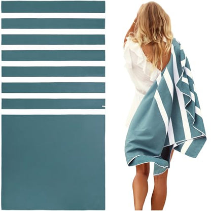 SummerSand Microfiber Beach Towel - Quick Dry, Sand Free - Compact and Lightweight for Travel - Recycled Materials - Travel Bag Included - Large Microfiber Towel (63x31.5in – Ocean Green) - color: Ocean Green