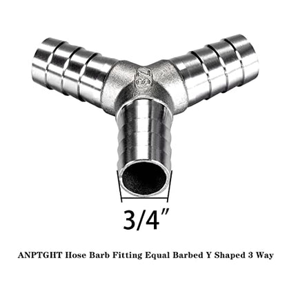 3/4" Hose Barb Fitting Equal Barbed Y Shaped 3 Way Wye Stainless Steel Tubing Joint Splicer Mender Adapter Union for Oxygen Tubing Pipe Household Fuel Gas Liquid Air with 3pcs Hose Clamps - size: 3/4 Inch, style: 1 Pcs