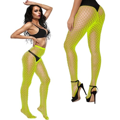 Buauty Black Fishnet Stockings for Women, Fishnet Tights Plus Size One Size Fit All - color: Yellow, size: One Size