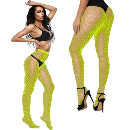 Buauty Black Fishnet Stockings for Women, Fishnet Tights Plus Size One Size Fit All - color: Yellow, size: One Size
