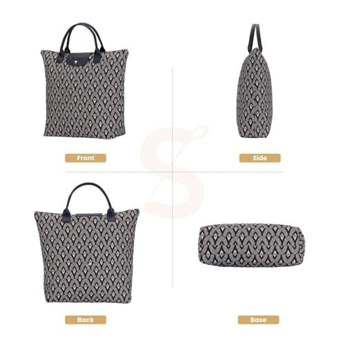 Signare Tapestry Foldable Tote Bag Reusable Shopping Bag Grocery Bag - color: Luxor