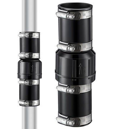 Threlaco 1 Pack Sump Pump Check Valve Fit 1-1/2 inch and 1-1/4 inch Pipe, Check Valve with 4 Pcs Stainless Steel Hose Clamps for Sump Pump Life Expectancy Increase