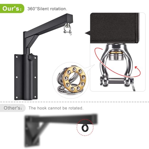 SELEWARE Wall Mount Heavy Bag Hanger Heavy Duty Punching Bag Hanger | 500LB Capacity Adjustable 360° Swivel Heavy Bag Bracket for Home Gym Indoor Outdoor Boxing, Muay Thai and MMA Training - size: D: 17" length