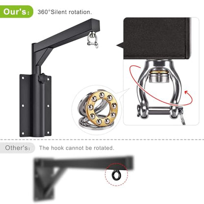 SELEWARE Wall Mount Heavy Bag Hanger Heavy Duty Punching Bag Hanger | 500LB Capacity Adjustable 360° Swivel Heavy Bag Bracket for Home Gym Indoor Outdoor Boxing, Muay Thai and MMA Training - size: D: 17" length