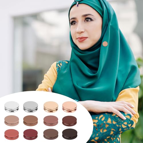 12pcs Hijab Magnetic Pins, Strong Hijab Magnets Multi-Purpose Scarf Clasp Pinless Brooch Buttons for Women Scarves Clothes Dress (Color C) - color: Color C