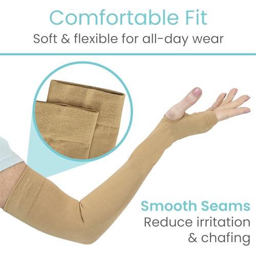Vive (2 Pairs) Arm Protectors for Thin Skin and Bruising - Protective Geri Arm Sleeve Guards for Elderly, Men & Women - size: Large