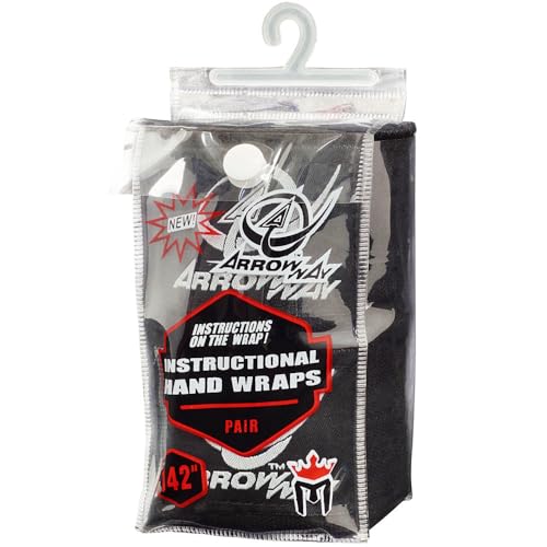 ArrowWay Instructional Hand Wraps w/Printed Directions for Boxing & MMA - 142" Meister Elastic - color: Black