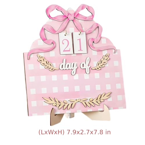 Wooden Eid Advent Calendar with Holder, Reusable Ramadan Countdown, Water Color Bows, Table Home Decor
