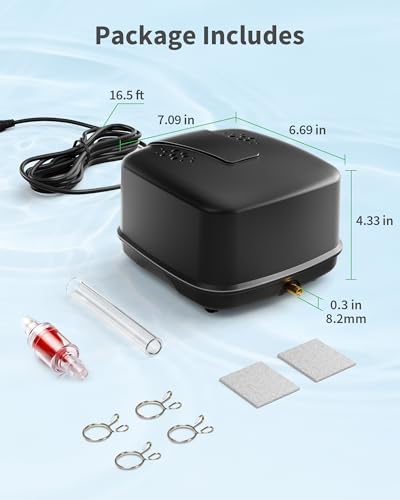 Pond Aerator, 640GPH High-Volume Pond Air Pump for 1000-3000 Gallon Ponds, Ultra-Quiet Septic Aerator IP65 Waterproof for Koi Pond, Water Garden, Fish Tank & Winter Ice Prevention P840