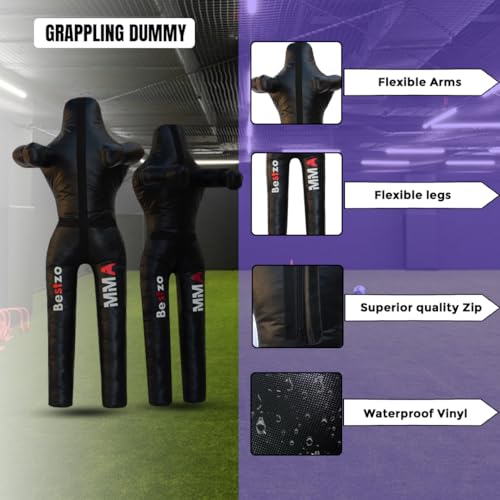 Bestzo MMA Grappling Dummy for Adult,Wrestling Dummy Jiu Jitsu, Judo Punching Bag Sparring Self Defense Training Dummy Black - Unfilled - size: 59 inches (5 ft)