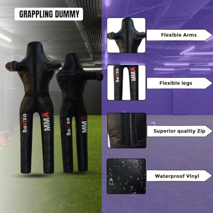 Bestzo MMA Grappling Dummy for Adult,Wrestling Dummy Jiu Jitsu, Judo Punching Bag Sparring Self Defense Training Dummy Black - Unfilled - size: 59 inches (5 ft)