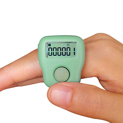 Rechargeable Silent Finger Counter 6 Channels Digital Tasbih Tally Clicker with LED for Prayer Knitting Sports Gift - color: Green
