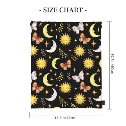Drawstring Sackpack Goth Butterfly Moth Sun Moon, Water Resistant Gym Sack for Outdoor Camping and Beach - color: Pattern (361)