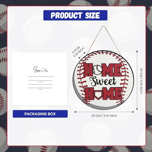 Smile Wooden Baseball Door Sign - "Home Sweet Home" Circular Rustic Decor for Sports Fans - style: Baseball Classic