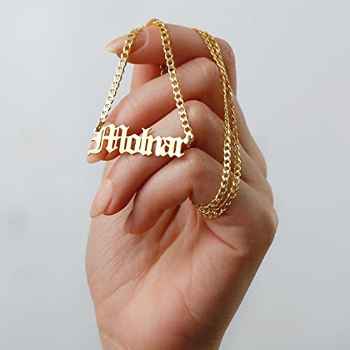 Custom Name Necklace, 18K Gold Plated Nameplate Personalized Jewelry Gift for Women - color: Style-02