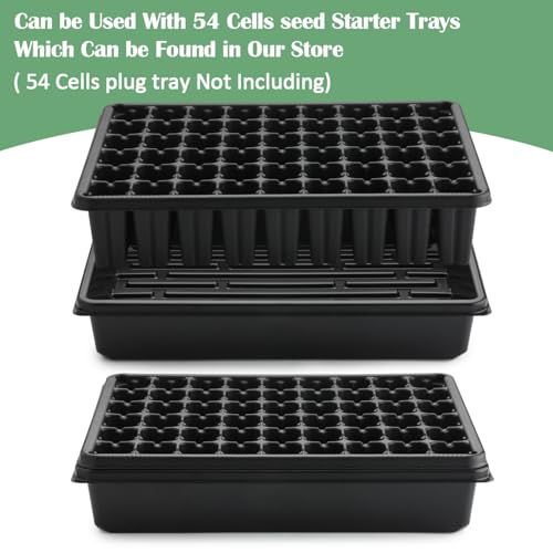 RooTrimmer 10 Pack Seed Starter Trays - Heavy Duty Plastic Flats, Fits 54 Cell Plug Tray, Seedling Tray for Carrying and Holding Plant Nursery Pot,Seed Germination & Plant Propagation (TD377) - size: 54 Cells Bottom Tray-10P