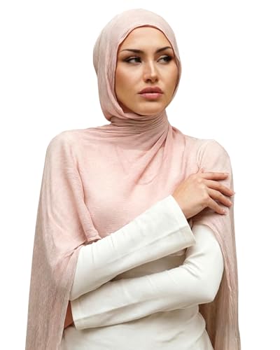 Crinkle Cotton Hijab, Soft Light and Breathable Hijab Scarf For Women, Suitable for All Seasons - color: Pink