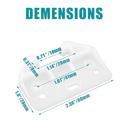 Litoexpe 20 Pieces White Plastic Drawer Guides with Screws, 60×41×28mm | Rear Drawer Replacement Guides Brackets, Smooth Glide Track, Includes Mounting Screws, for Dressers, Wardrobes - size: 60×41×28mm - 20 Pcs