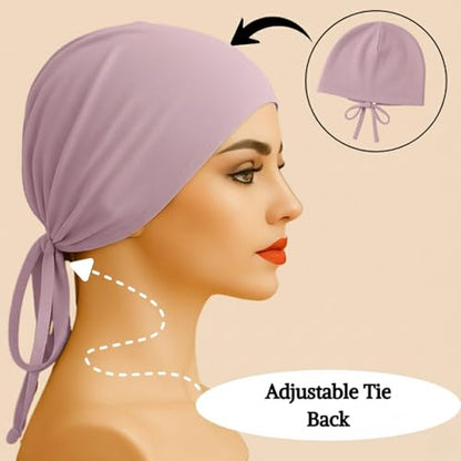 The Grip Cap Non-Slip Hijab Undercap for Women – Breathable Under Hijab Cap – Athletic & Daily Wear–Lilac & Tan
