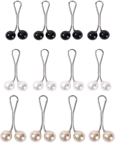 12Pcs Multicolor Headscarf Pearl Pins Clips U Shape Hijab Scarf Lady Muslim Scarf Shawl Clips Scarf Brooches Pin Jewelry Accessories, Jewelry (Black&White&Gold)