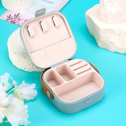 Silicone Jewelry Boxes Present Box,PU Leather Travel Jewelry Case,Mini Jewelry Box Travel Jewelry Box Jewelry Gift Boxes Necklaces Earrings Bracelets Boxes for Women,Light Grey - color: Light Grey