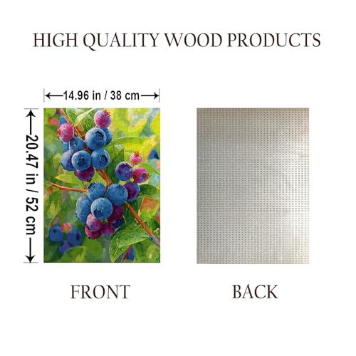 Bold Blueberry Botanical Food Jigsaw Puzzle - 500 Pieces Wooden Puzzle for Adults, Wall Art Gift, Finished Size: 20 x 15 Inch - color: Bold Blueberry Botanical - 500 Pieces