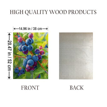 Bold Blueberry Botanical Food Jigsaw Puzzle - 500 Pieces Wooden Puzzle for Adults, Wall Art Gift, Finished Size: 20 x 15 Inch - color: Bold Blueberry Botanical - 500 Pieces