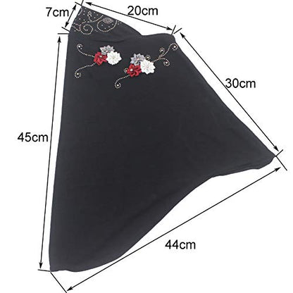 Instant Hijab for Kids Girls Hijabs Muslim Islamic Head Scarf with Rhinestone and Flowers - color: Red