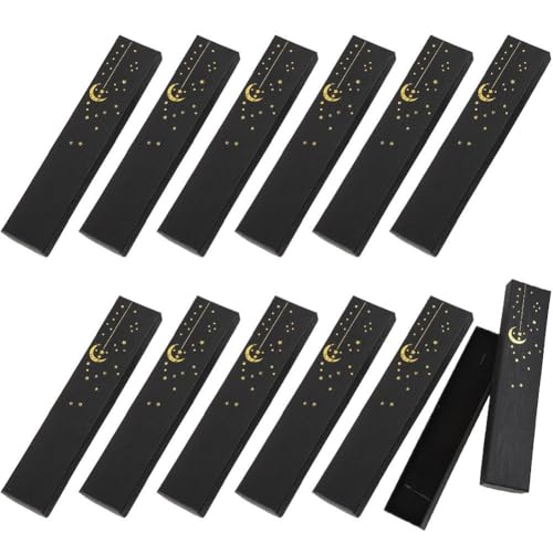 12 Pcs Ramadan Jewellery Gift Box Moon Star Eid Mubarak Jewelry Boxes Bracelet Necklace Chain Packaging Box - color: Black