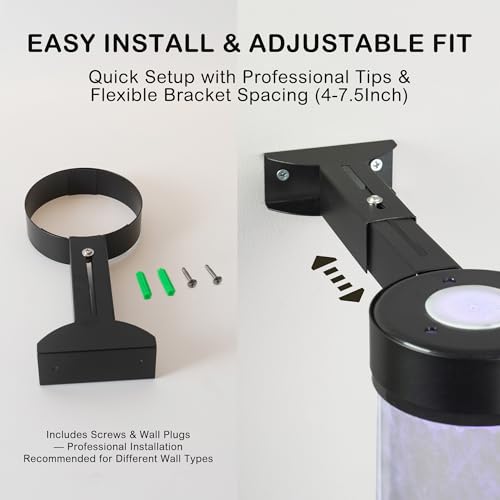 Wall Bracket for Sensory Bubble Fish Tube | 10–19cm Adjustable Dual-Ring Holder for 10cm Bubble Tube Lamps | Anti-Spill Support with Non-Slip Liner & Wide Stable Base