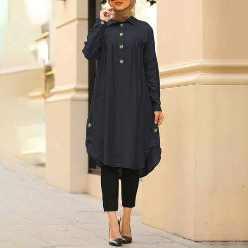 Prayer Clothes for Muslim Women One-Piece Long Sleeve Islamic Prayer Dress O Neck Lightweight Maxi Dress Dress - color: Blue, size: Medium