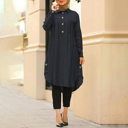 Prayer Clothes for Muslim Women One-Piece Long Sleeve Islamic Prayer Dress O Neck Lightweight Maxi Dress Dress - color: Blue, size: Medium