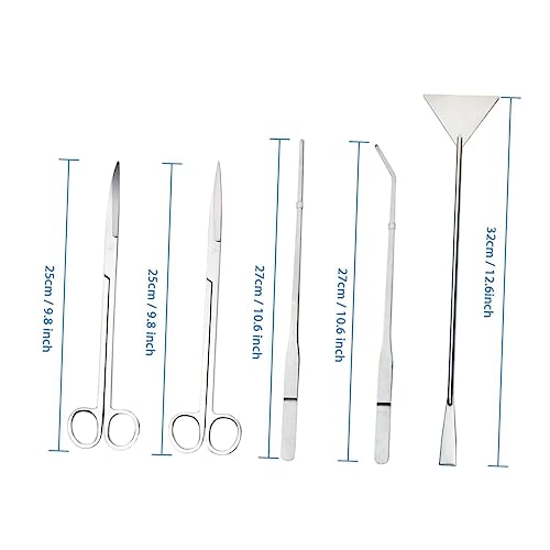 Kisangel 6pcs Stainless Steel Aquarium Tool for Aquatic Plants Includes Flat Shovels Plant for Freshwater and Tanks