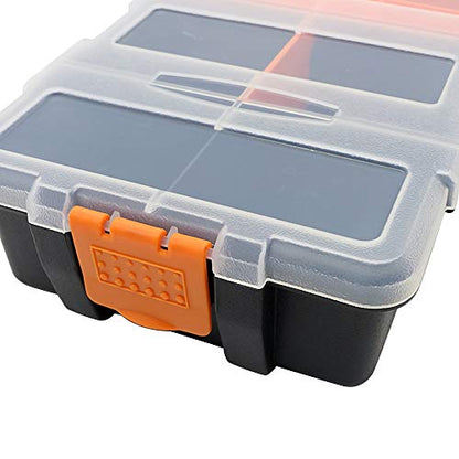 Small Tool Parts Box, Plastic Tool Storage Case, Home Hardware Organizer with Removable Dividers, Small Toolbox for Nails, Screws, Nuts and Bolts, 10-Compartment (Pack of 2) - size: 15.5x22.5x5.6cm/6.1x8.9x2.2in (Pack of 2)