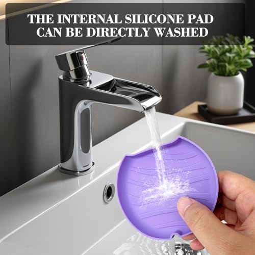 2 Pack Retainer Case with Vent Hole, Compatible with Invisalign | Portable Slim Travel Aligner Case,Secure Magnetic Closure-Food Grade Silicone Pad(Mix Colors) - color: Black Purple+Black Cyan