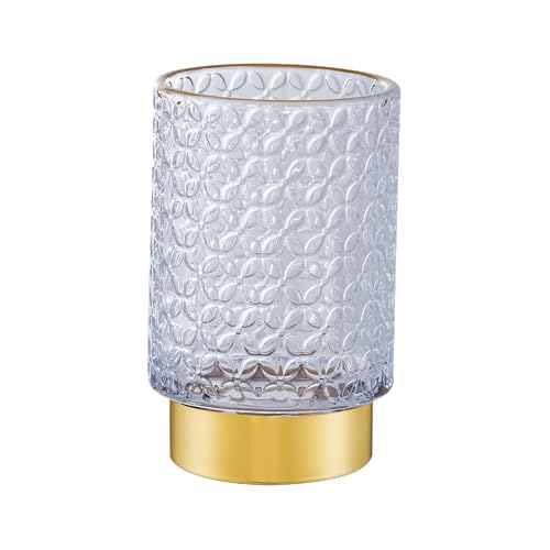 Makeup Brush Holder Organizer,Toothbrush Holders,Desk Pen Pencil Holder,Multifunctional Vintage Glass Brush Cup（A44-9-US） - color: Light Purple