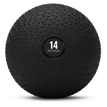 ZIVA Slam Ball - Elite Level Hard-Wearing PVC Outer Shell, Gripping Tire Tread Skin, Precision Weighted Sand Core | Throw, Toss Exercise Medicine Ball for Strength Core Workouts - Avail 10-40 lbs.