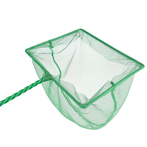 Lpraer 4in 5in 6in Aquarium Fish Net Green Fine Mesh Nylon Net Collection with 11" Long Handle Square Quick Catch Fish Net for Fish Tank - color: Green, size: 6 inch