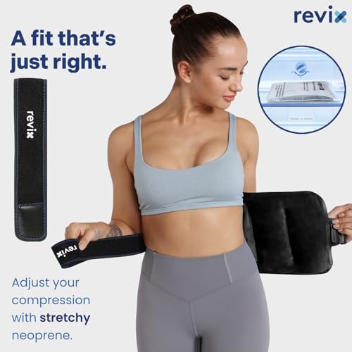 REVIX Ice Pack for Injuries Reusable Gel for Lower Back & Shoulder, Black | 16x9in Full Coverage for Lower Back, Shoulder, Hip & Knee, Cold Compress Therapy, Hands-free Strap, Long-lasting Gel - style: Black-Pack 1