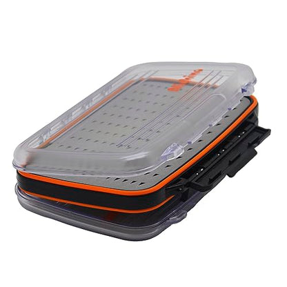 ALICHINO Fly Box for Fly Files Ice Jig Box Two Sided Waterproof Fly Fishing Box for Nymphs and Streamers (Grey Foam Insert, M 7.3 * 4.5 * 1.6Inch) - size: Medium 7.3 * 4.5 * 1.6 Inch