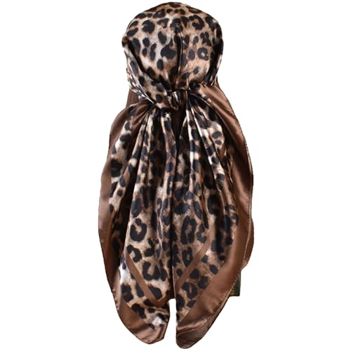 Head Scarf Hair Neck Scarves for Women Purse Bag Scarfs for Handbag Silky Satin Square Headscarf Fashion Hair Bandanas - color: Brown