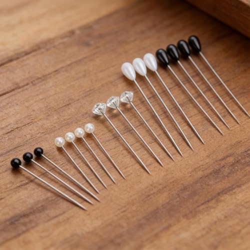 420pcs Boutonniere Corsage Pins 5 Styles Flower Black and White Pearl Pins