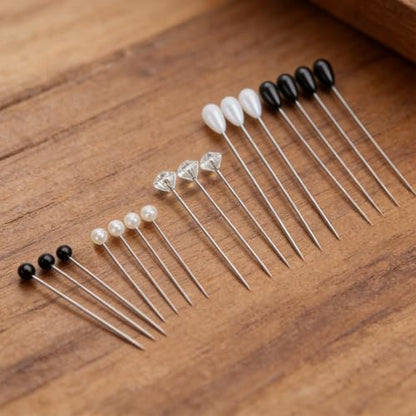 420pcs Boutonniere Corsage Pins 5 Styles Flower Black and White Pearl Pins