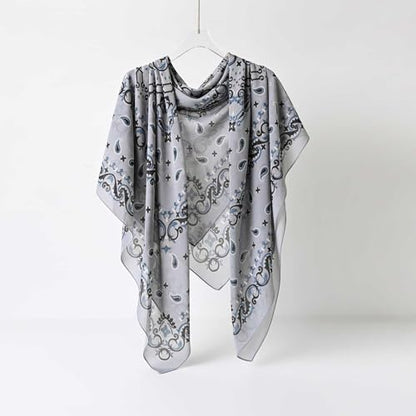 K-Elewon Large Square Scarf 51" Headscarf Chiffon Fashion Scarves Turbans Hair Wrapping Scarfs - color: C-grey