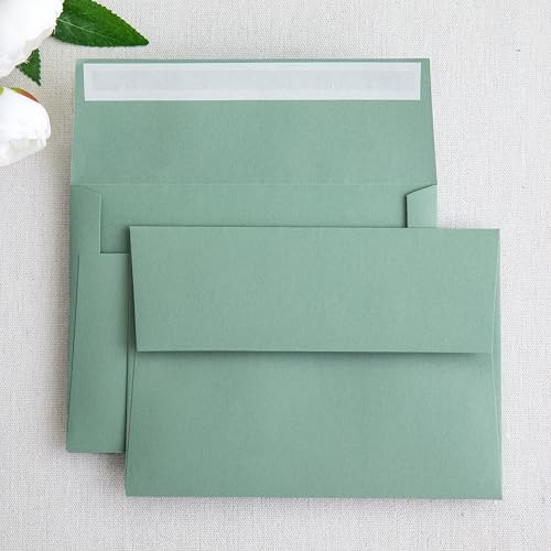 PONATIA 50 Pack A7 Envelopes, 5 x 7 Light Sage Green Envelopes - color: Light Sage Green